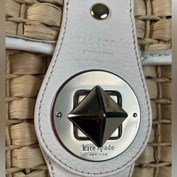 Kate Spade Rattan Clutch striped interior fabric lining - Picture 6 of 14